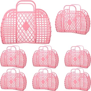 8 Pcs Jelly Purse Jelly Basket Bags Jelly Beach Bag Reusable Summer Child Handbags Plastic for Women Girls