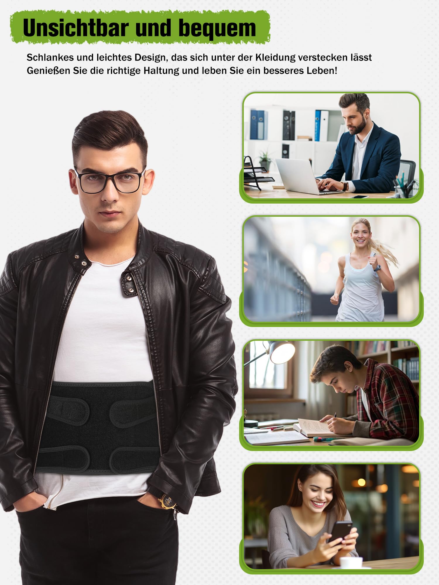 Rücken Geradehalter Rückenstützgürtel Haltungskorrektur Damen: Verstellbare Haltung Korrektur Gurt für Herren - Atmungsaktive Back Support Corrector - Rücken Geradehalter für Schulter Nacken - L