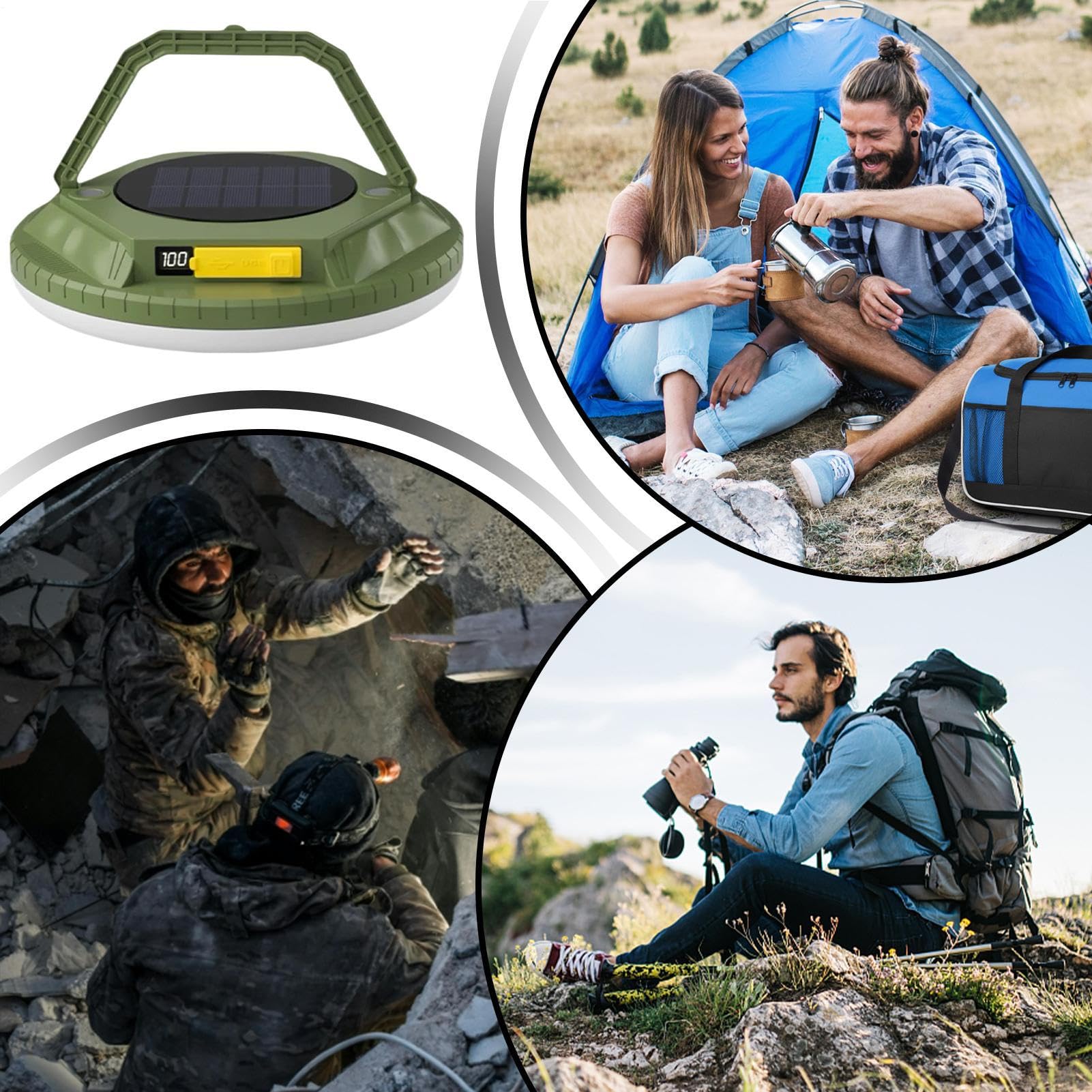 Lanterna per Campeggio di Sopravvivenza a Energia Solare da 1600 Lumen | Da Campeggio Impermeabili Per Esterno Giardino Cortile Patio Balcone Escursionismo Trekking