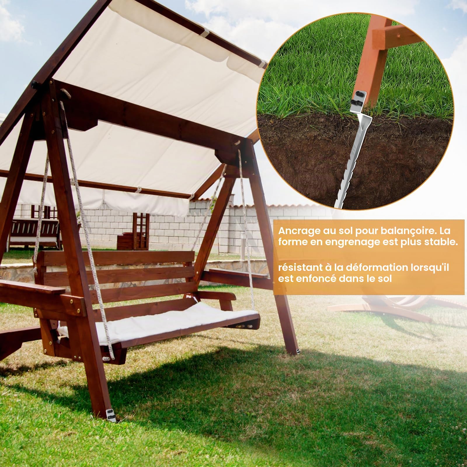 Support de Poteau à Enfoncer Galvanisé à Chaud Lot de 4 Douille Piquet Cloture Bois Ancre Support de Poteau à enfoncer Ancrage au Sol pour poteaux en Bois Ancrage au Sol pour balançoire