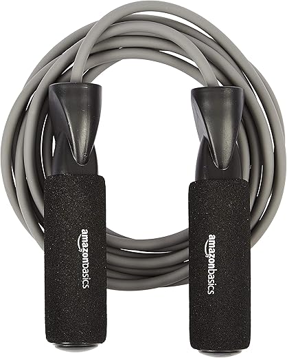 amazon basics Polyvinyl Chloride, Polypropylene Standard Jump Rope, Grey