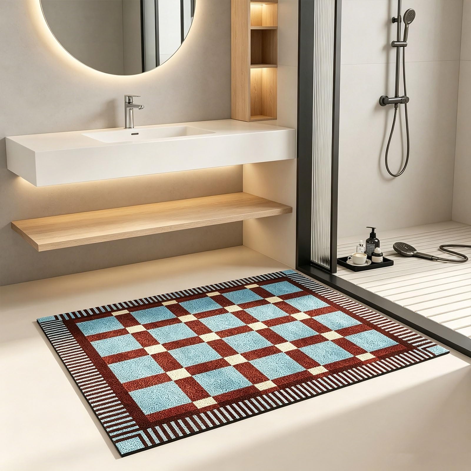 Tappeto da Bagno Morbido e Assorbente, Lavabile, Antiscivolo, Ideale per la Decorazione di Pavimenti di cucine, Ingresso, corridoio, Doccia, Vasca, lavandino e Cucina (40x60 cm).