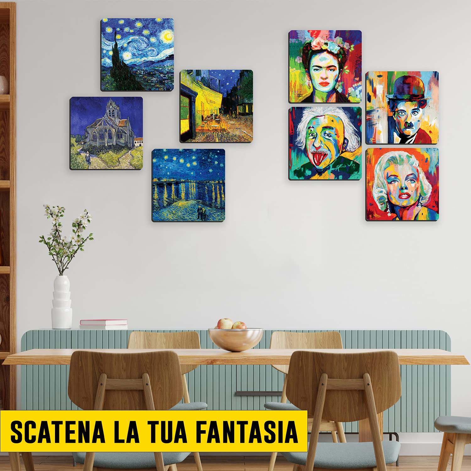 Giallobus - Quadri 4 Multi Pannello Art Board - Stefano Calisti - Le opere più Belle di Calisti - Raccolta 3 - Legno MDF - 29,7x29,7 - x 4 Pezzi