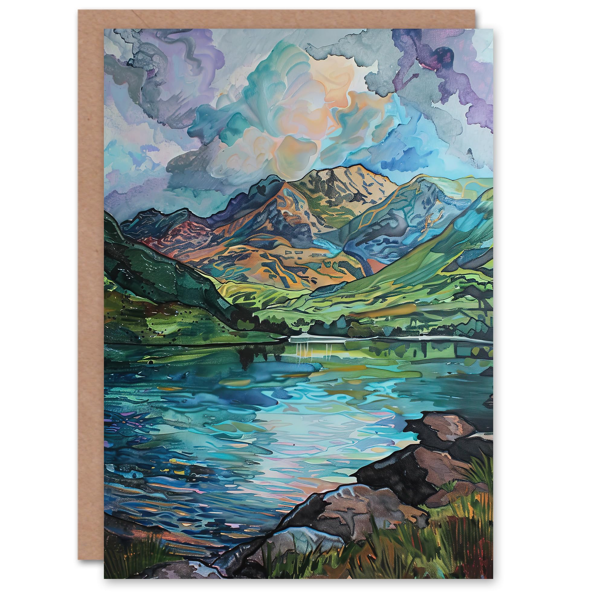 Artery8 Greeting Card Blea Tarn Valley Lake District England Painting Blank For Him Or Her Art Birthday Card