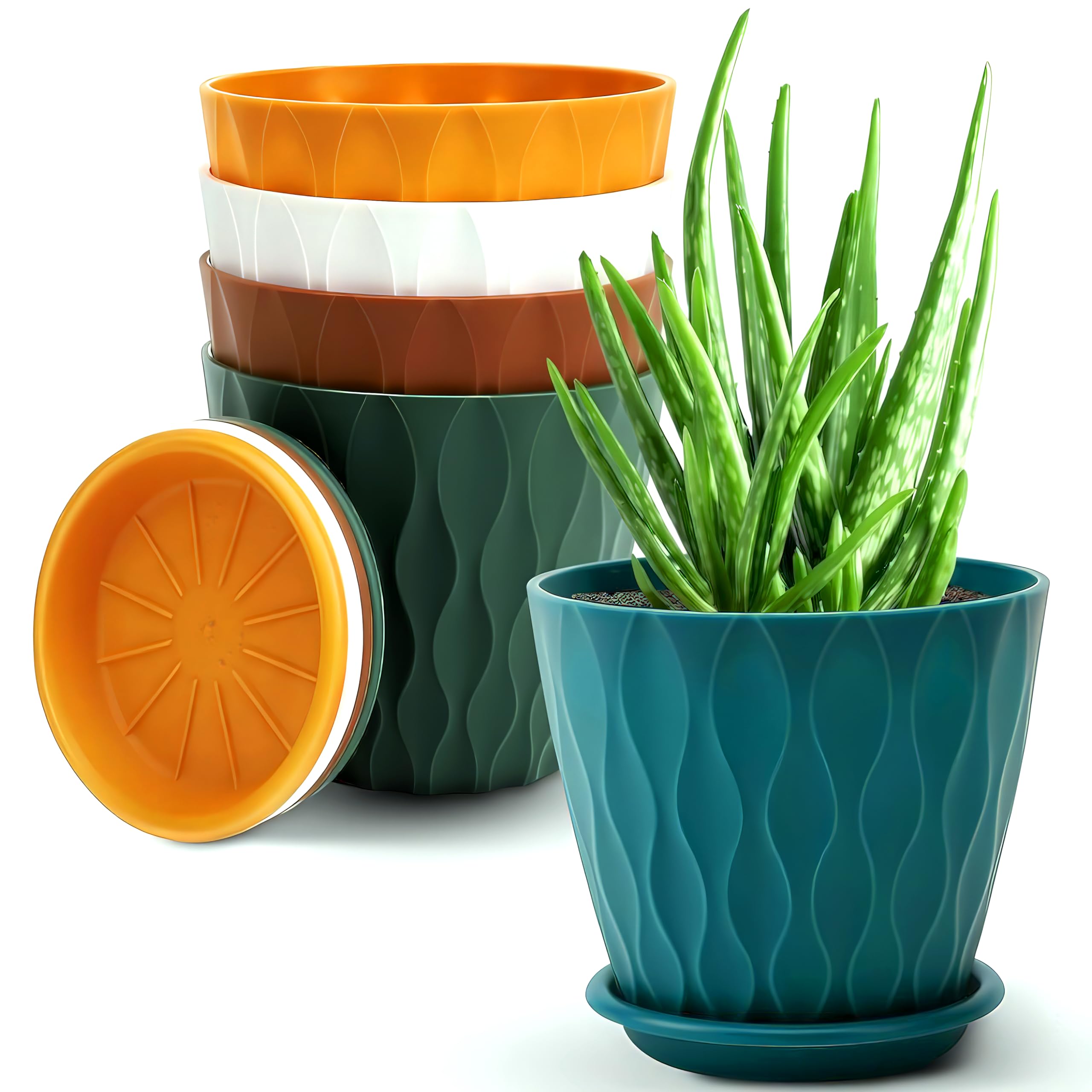 ELLVELLON Set of 5 6.5 Inch Flower Pots for Home Decoration, Indoor and Outdoor Plant Pots, Gardening Pots, Pots for Plants, Plastic Flower Pots for Garden Plants (B0DCTLRCDT) Amazon Price History, Amazon Price Tracker