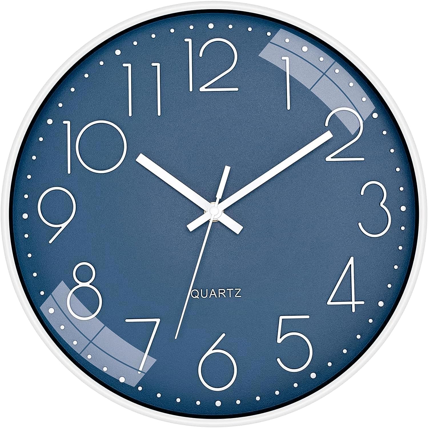 Claiez Plastic Wall Clock 12" Silent Quartz Decorative Latest Wall Clock Non-Ticking Classic Clock Battery Operated Round Easy to Read for Room/Home/Kitchen/Bedroom/Office/School(Cerulean), Analog