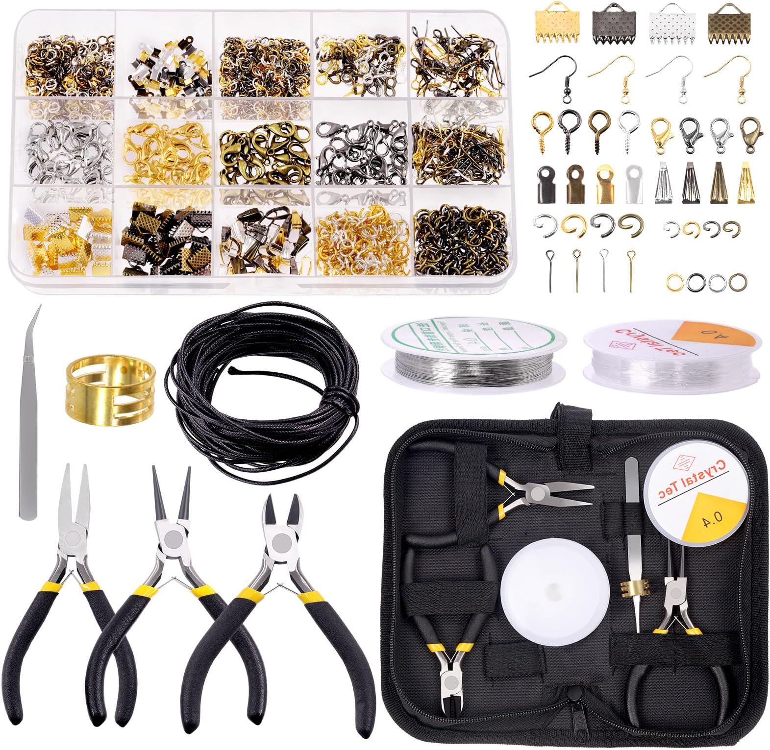 1468Pcs Jewelry Making Kit with Pliers, Findings, Beading String for Jewelry Repair, Making and Beading