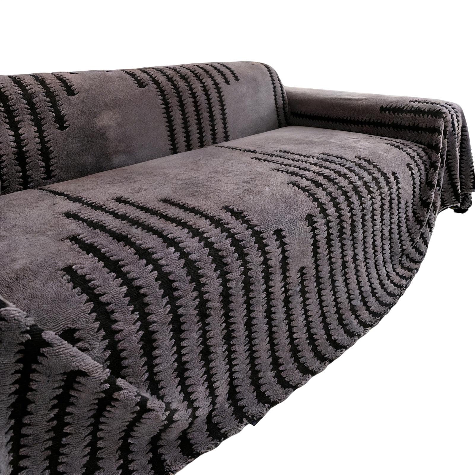 Housse canapé antidérapante en peluche douce 180x230 cm lavable et chaude
