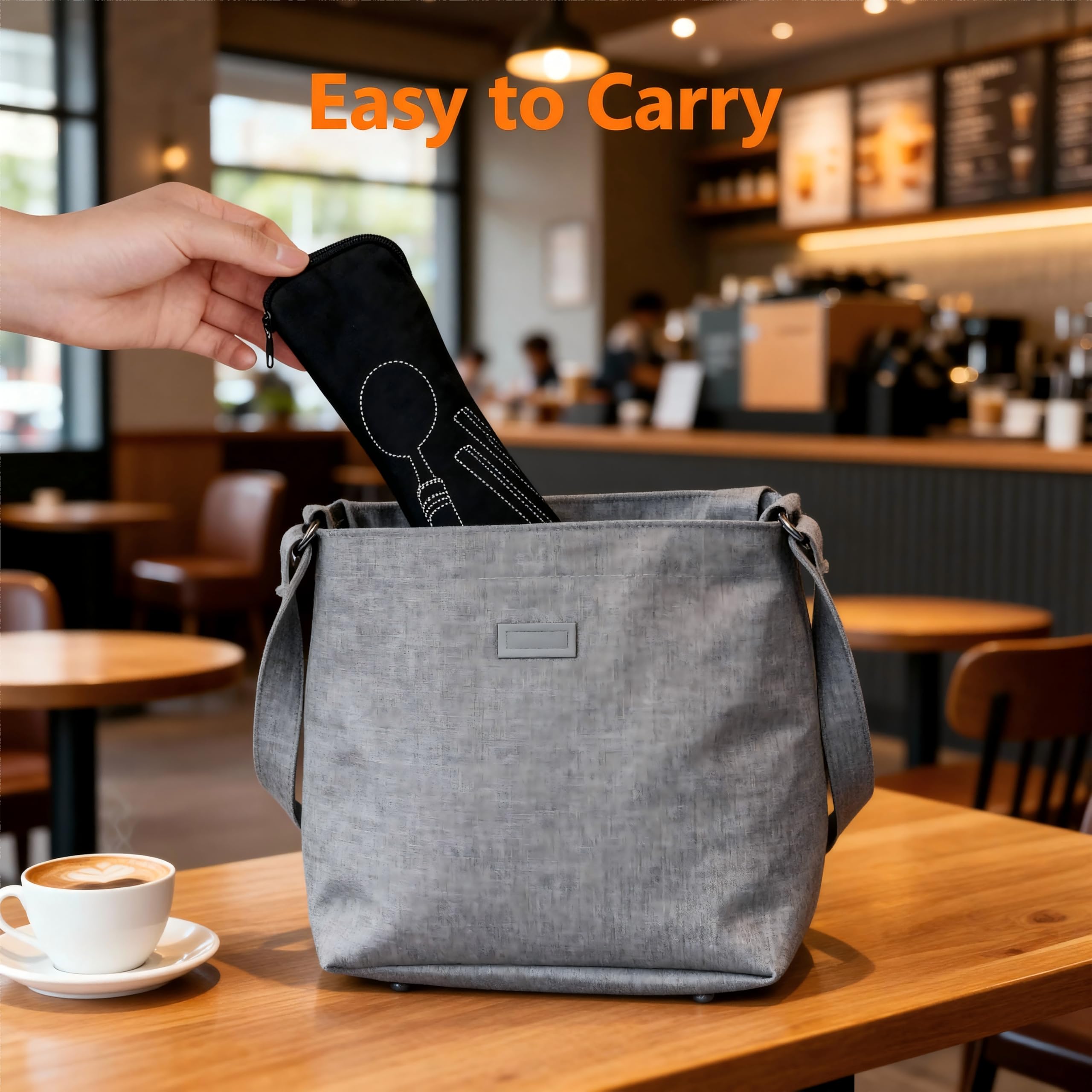4 Personen Campingbesteck Set,Reisebesteck mit Etui,Besteck für Unterwegs,Edelstahl Besteck für Outdoor Camping Picknick Schule（Black）