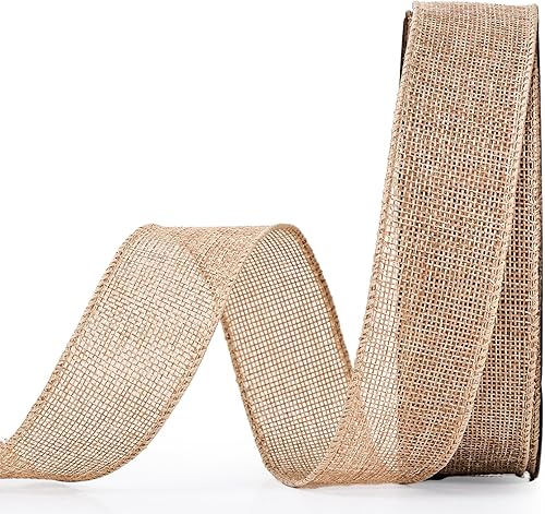 YAMA Cinta de arpillera con alambre, natural, 1-12 pulgadas x 20 yardas, para manualidades, corona, fabricación de lazos, envoltura de regalos,