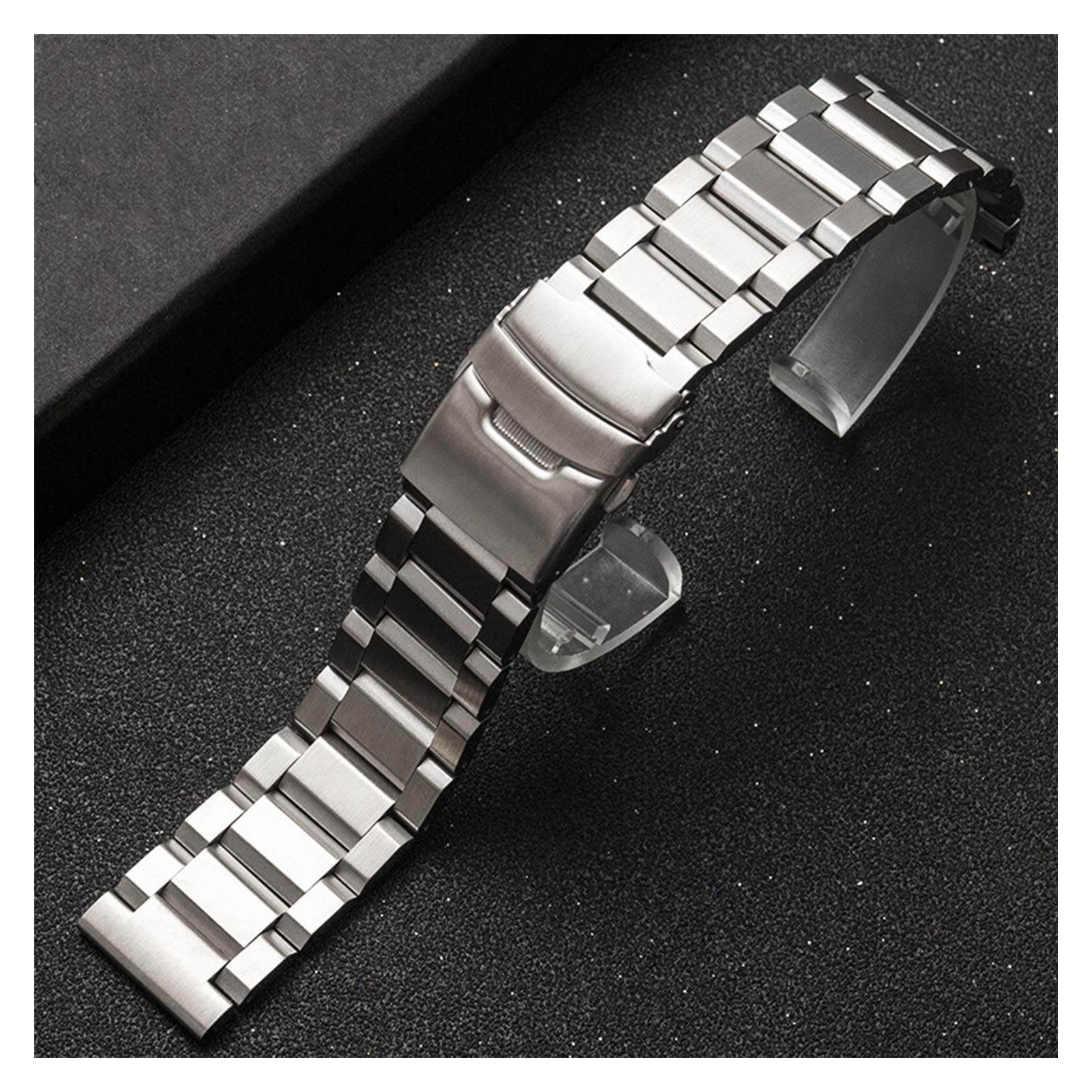QHQQXN Correa de Reloj, 18 19 20 21 22 mm 23 mm 24 mm 25 mm Correa de Acero Inoxidable sólido Correa de Repuesto con Cierre Plegable de Metal