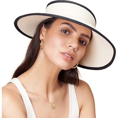 Pineapple&Star Vienna Visor Women’s Summer Sun Straw Packable UPF 50+ Beach Hat