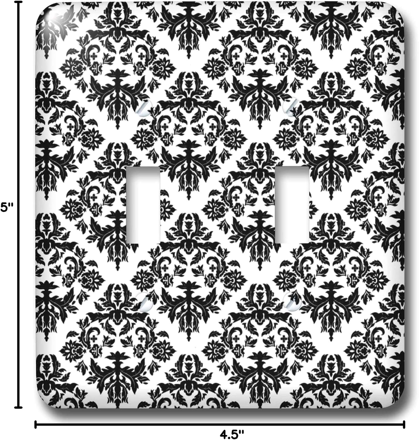 3dRose LLC lsp_41047_2 Black and White Damask 2, Double Toggle Switch