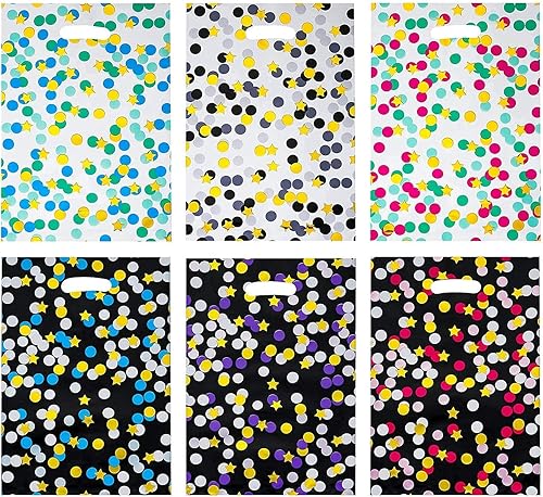 Miniatura 2 de HABILE Paquete de 48 bolsas de regalo de plástico para fiestas bolsas de regalo duraderas con asas bolsas de plástico para golosinas bolsas de