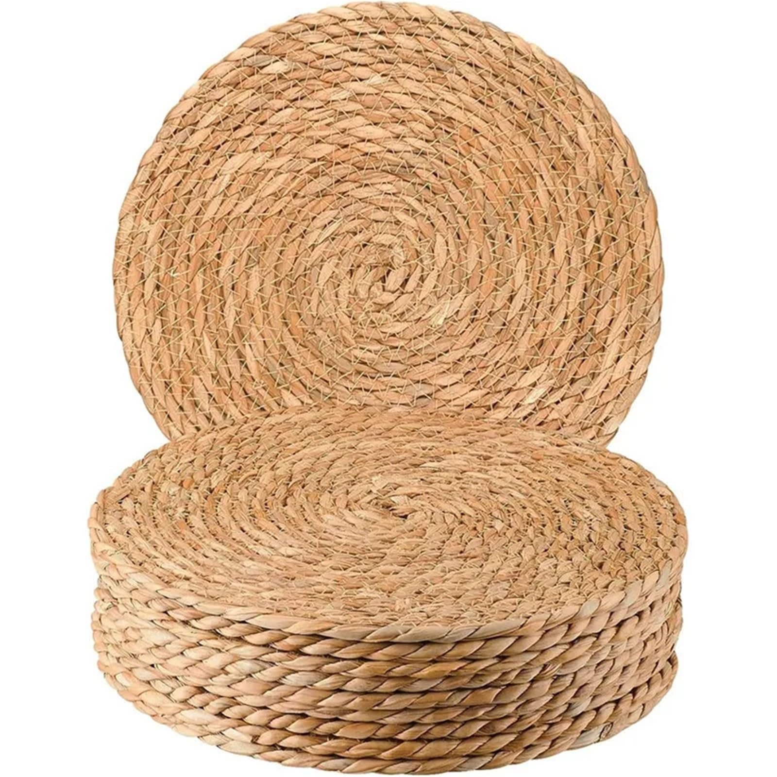 Wicker Placemat Pot Mats Handwoven Rattan Placemats Round Heat Insulation Natural Woven Table For Dining Home Wedding Decor(4pcs 30cm)