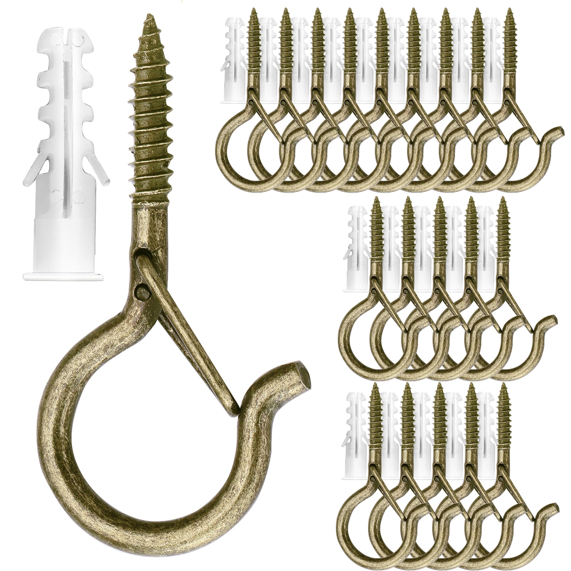 PlusRoc 20 Pack Screw Hooks for Hanging Plants Outdoor Lights(Bronze)