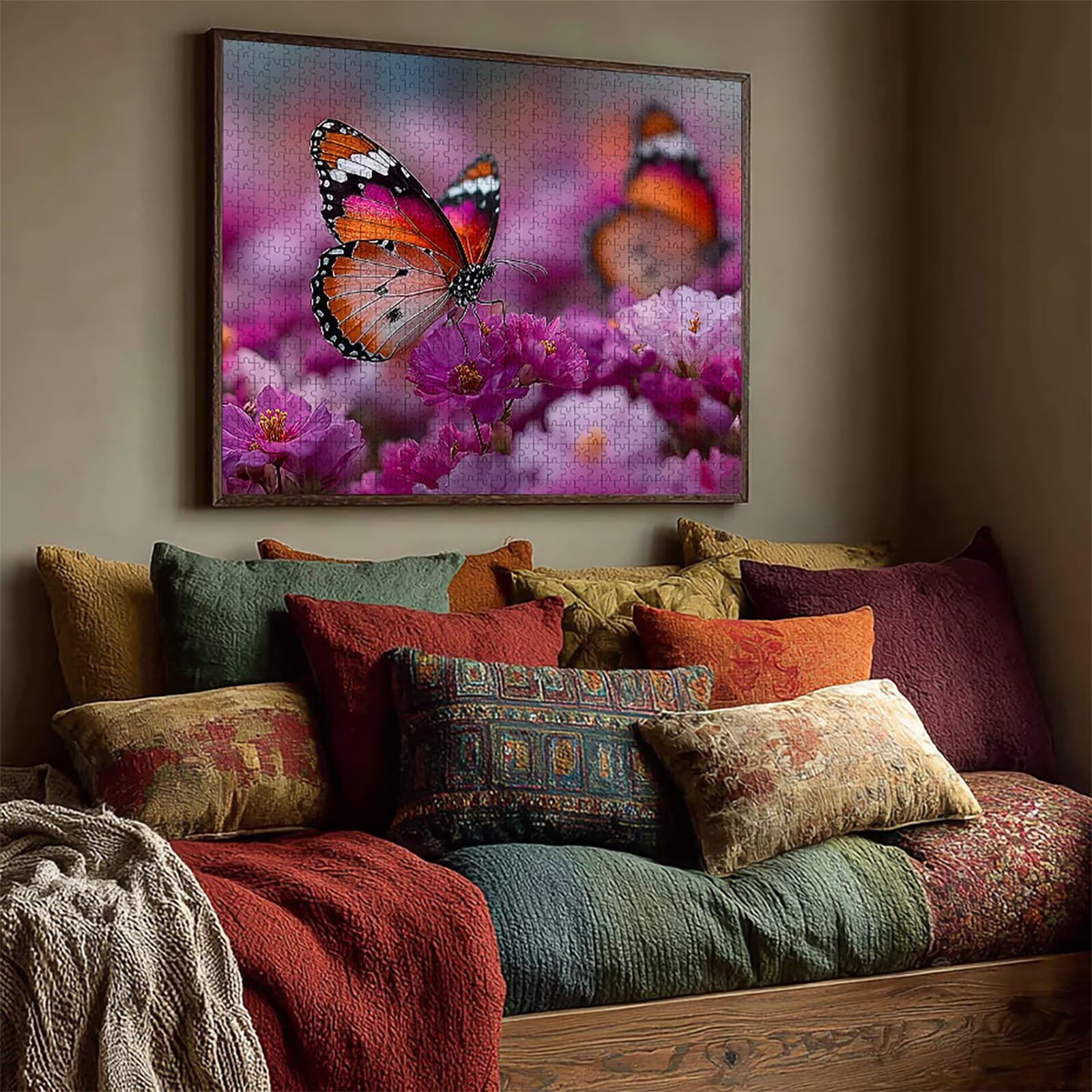 Puzzle Arte con Scatola Farfalla, Viola Puzzle Legno 2000 Pezzi Adulti 99x70cm, Attività di Intrattenimento ad Alta Difficoltà, DIY Classici Gioco, Jigsaw Per Tutta La Famiglia, Estate Regalo, K-4880