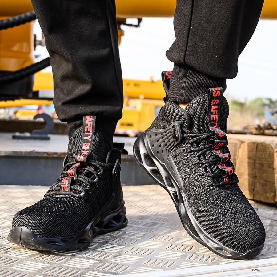 靴 Min MandyQ Steel Toe Boots for Men Women Indestructible Breathable