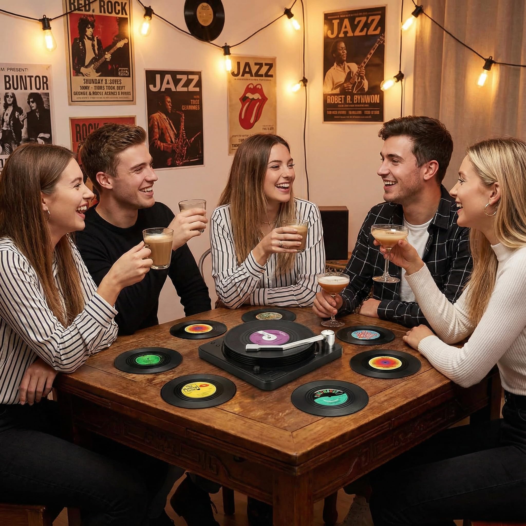 Amazon.com: MECOWON Vinyl Record Coasters with Record Player