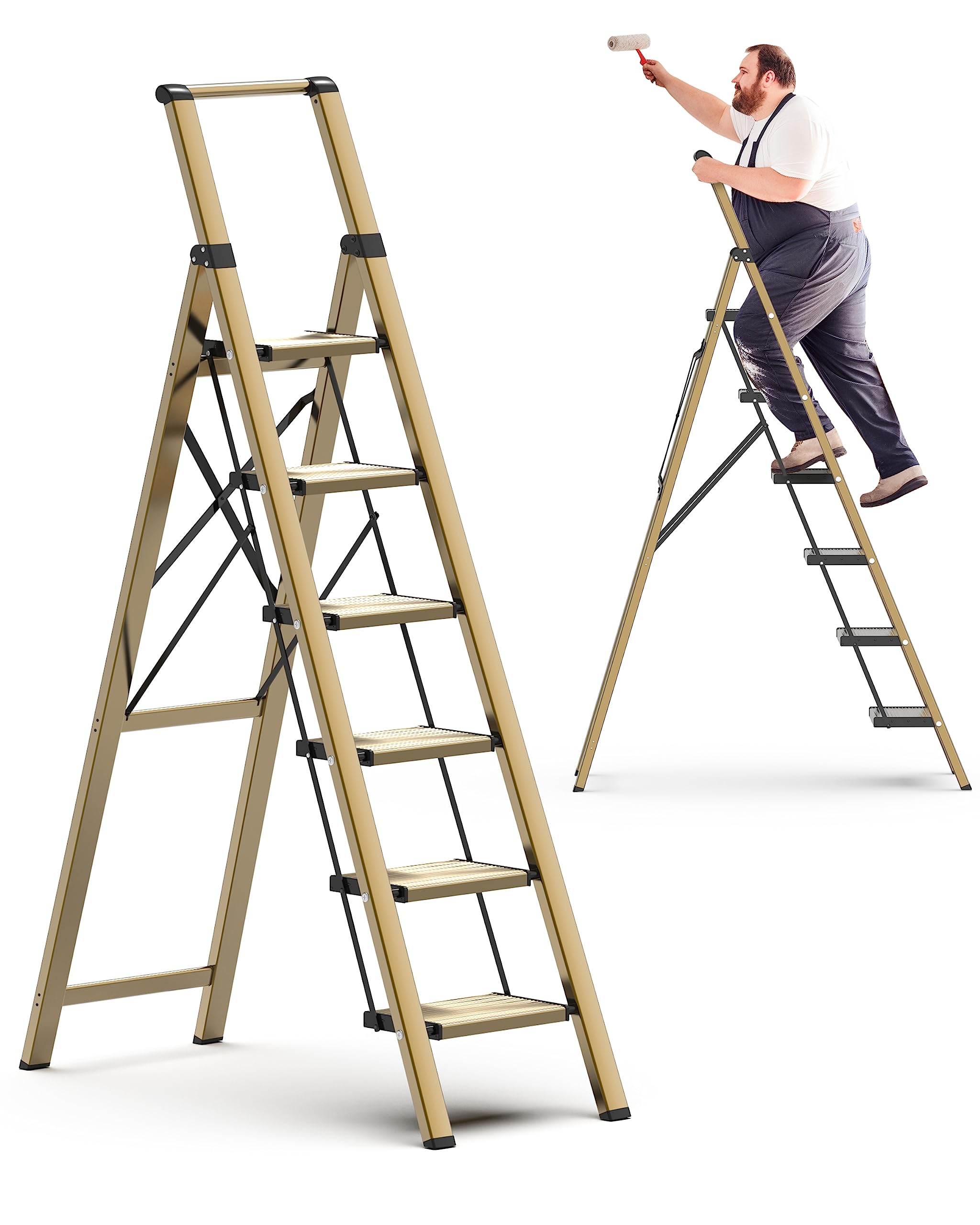 Buy COROCO 6 Step Ladder for 12 Feet High Ceiling, Folding Step Stool