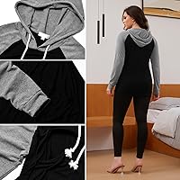 Vista 6 de Bhome Camisa de lactancia de manga larga con capucha para lactancia materna Negro/Gris