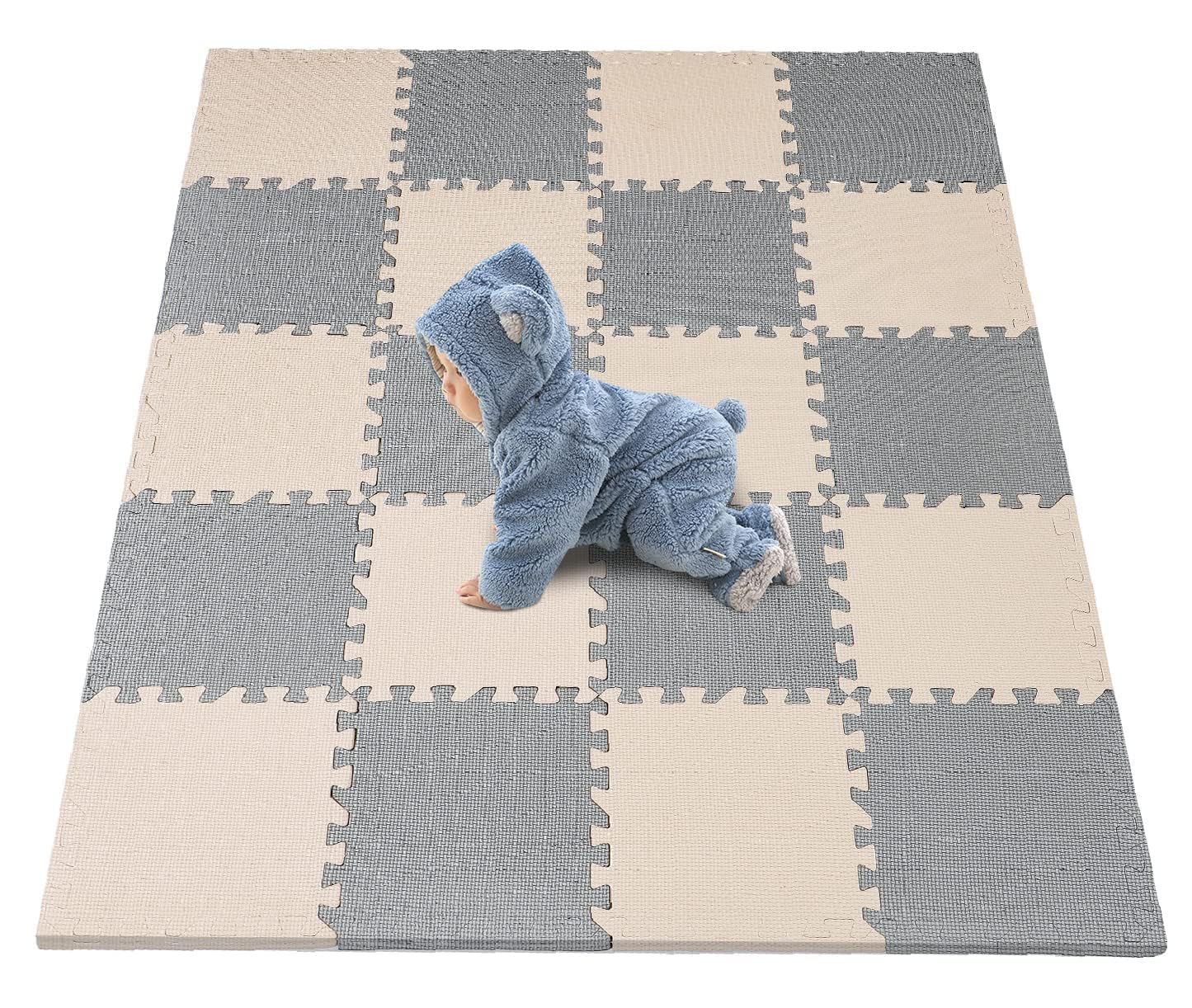 Tappeto Puzzle Bambini in Schiuma EVA – 20 Piastrelle 30x30 cm con Bordi, Tappetino da Gioco Atossico e Morbido, Ideale per Neonati, Gattonamento e Primi Passi