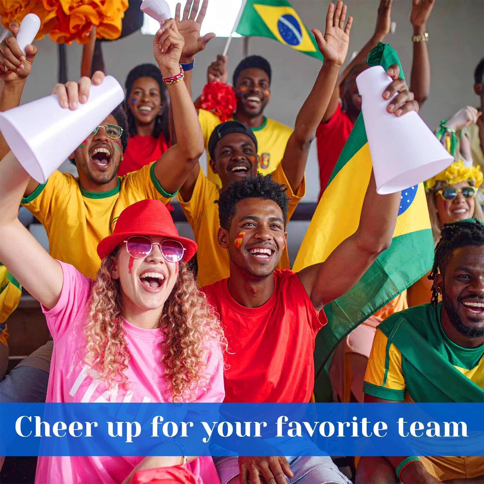 Megafon Cheer Megafon, biały, plastikowy megafon na imprezy sportowe i upominki imprezowe, wielokrotnego użytku, mini megafony do cheerleaderek, gier i aktywności na świeżym powietrzu