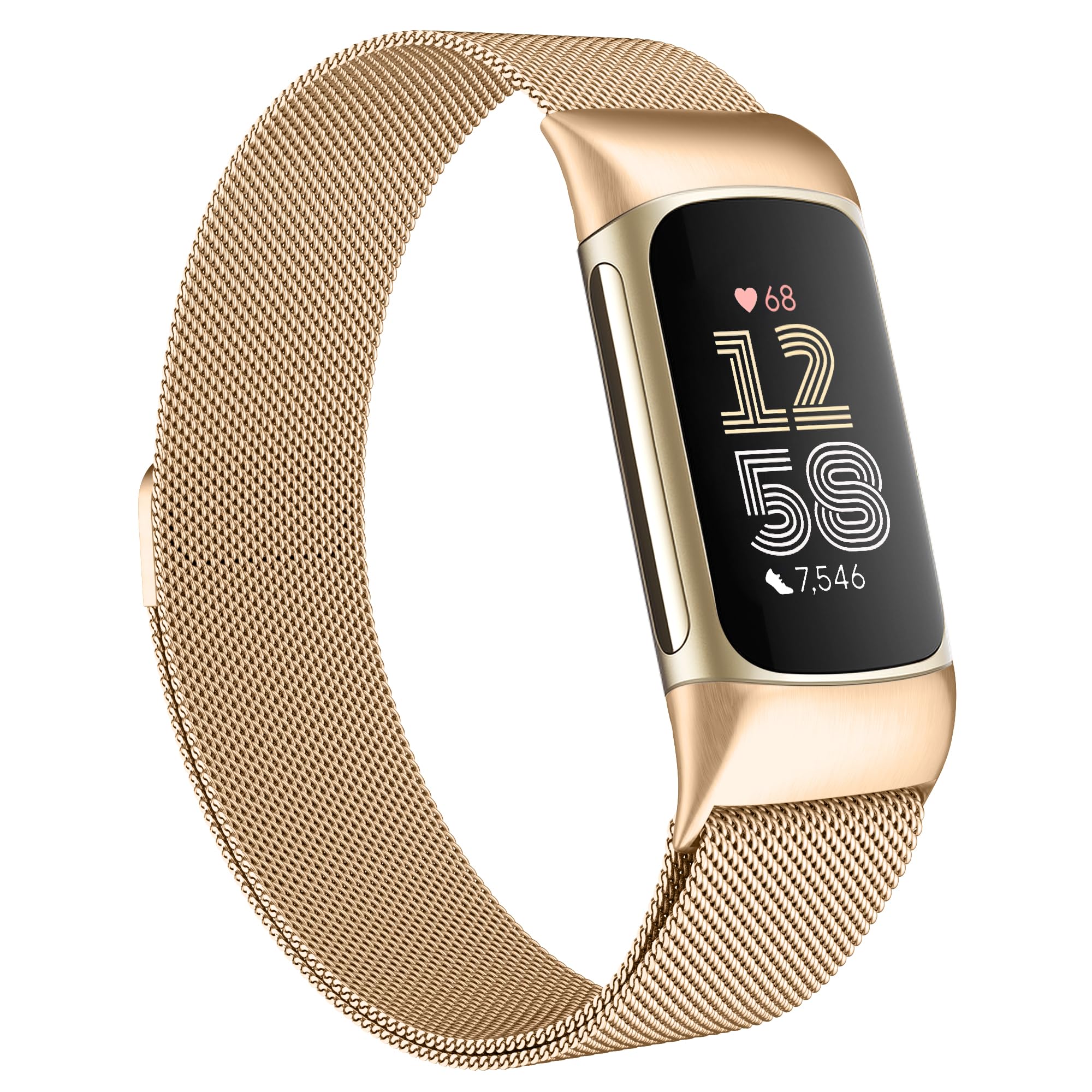 JKD Mesh Loop Compatible with Fitbit Charge 6 Bands/Charge 5 Bands Women Men, Lightweight Stainless Steel Metal Bands with Magnetic Clasp for Fitbit Charge 6 /Charge 5 Advanced Fitness Trackers