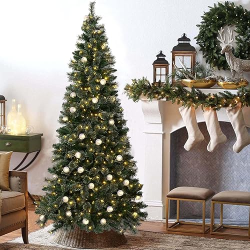 Miniatura 7 de Mini árboles de Navidad de 24 pulgadas con 25 luces LED, 2 pies decorados de arpillera artificial, árboles de Navidad de mesa para decoración del