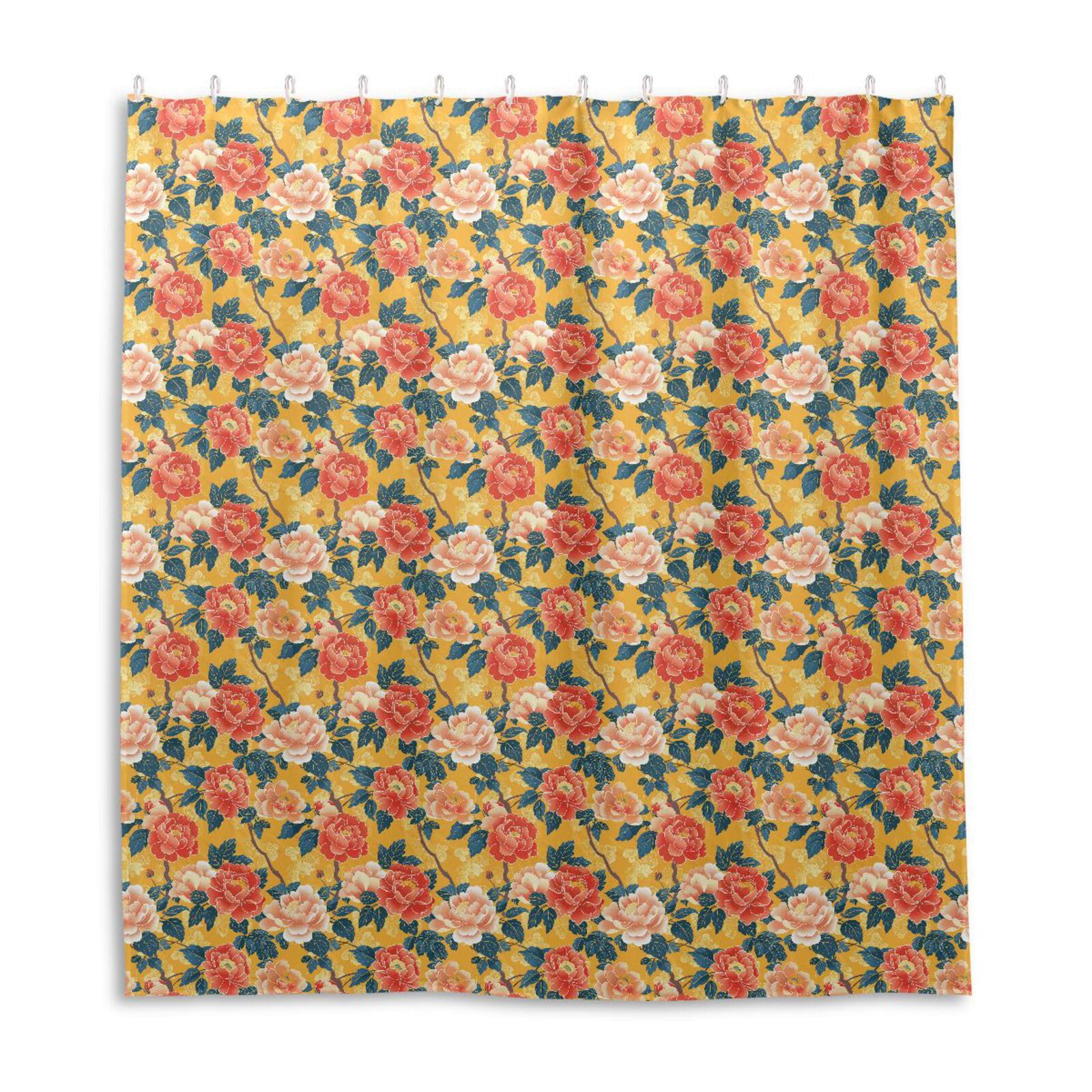 Rideau de douche anti-moisissure étanche 168x183 cm motif floral denses
