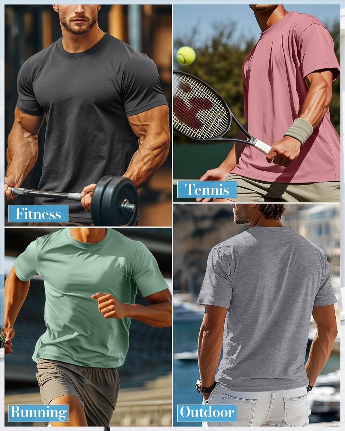 Ficerd 5 Pack Men's Big and Tall Shirts Short Sleeve Cotton Tee Summer Crew Neck Oversize Top Loose Fit Shirt Multipack - Image 4