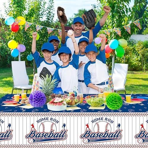 Miniatura 3 de 4 manteles de béisbol, manteles de plástico para mesa de béisbol, manteles rectangulares para decoraciones de fiestas de béisbol, eventos