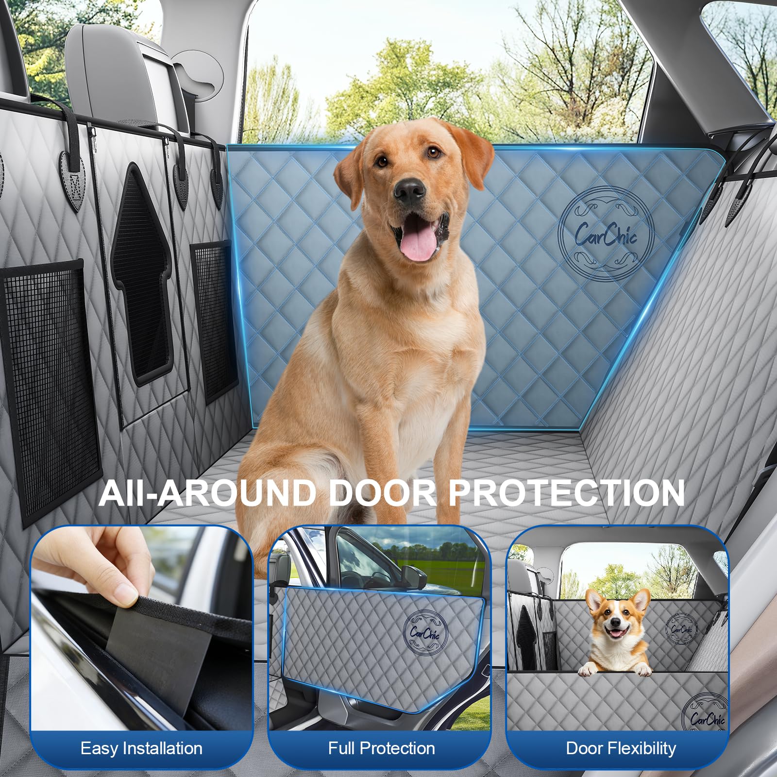 CarChic Dog Car Seat Cover for Back Seat - Waterproof Pet Hammock with Embedded Insert Door Protectors, 600D Oxford Scratch-Proof,Belt Opening,Machine Washable for Cars, SUVs,Small - Trucks - image 4