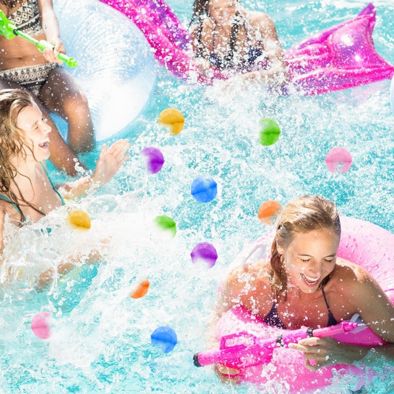 12 Bombe D'acqua Riutilizzabili Con Chiusura Magnetica: Si Riempiono In 1 Secondo, Sicure In Silicone, Per Bambini E Adulti, Giochi In Piscina E All'aperto. - 3