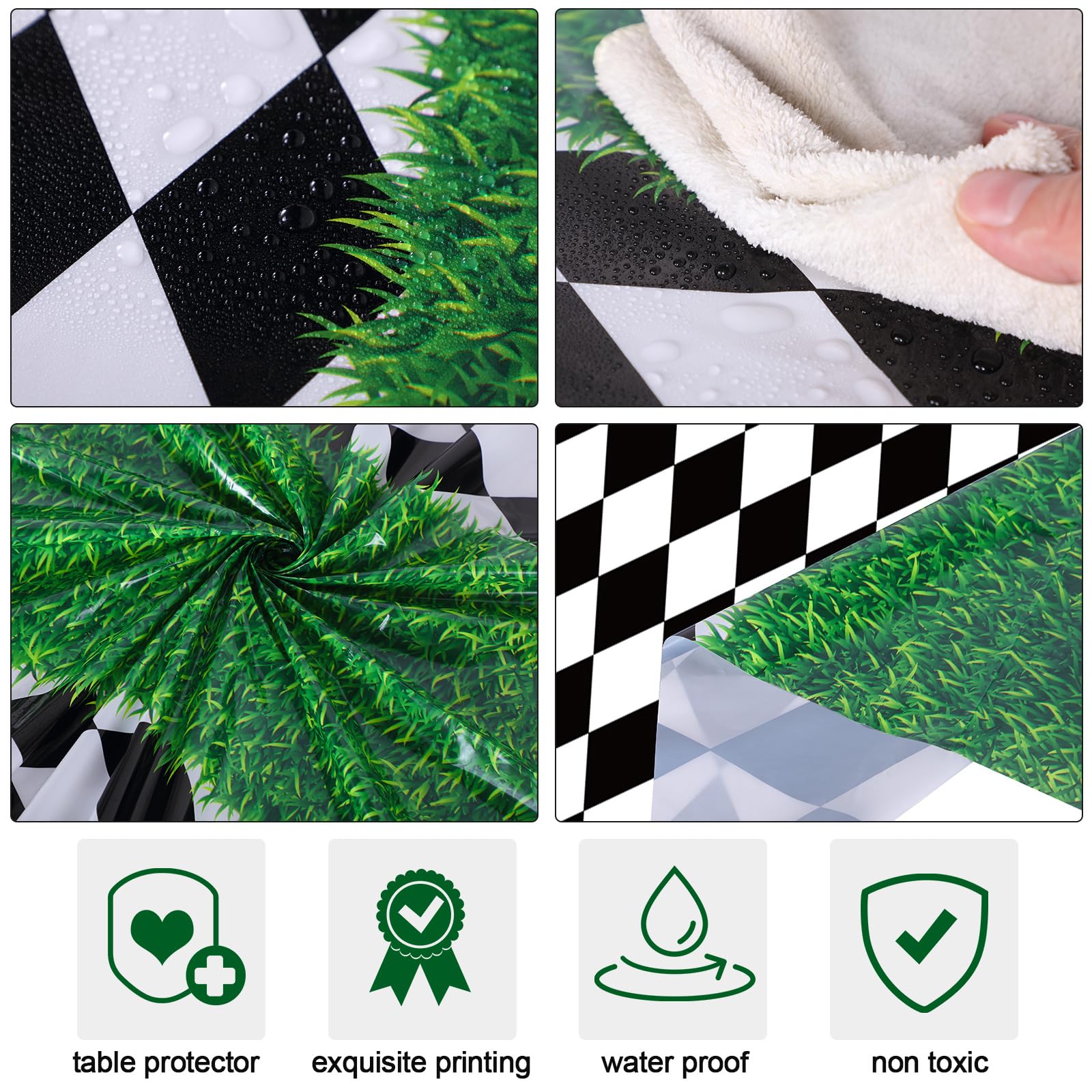 Irenare Black & White Checkered Tablecloths (6-Pack) – 54 X 108 Inch Plastic Gingham Covers 5 thumbnail image