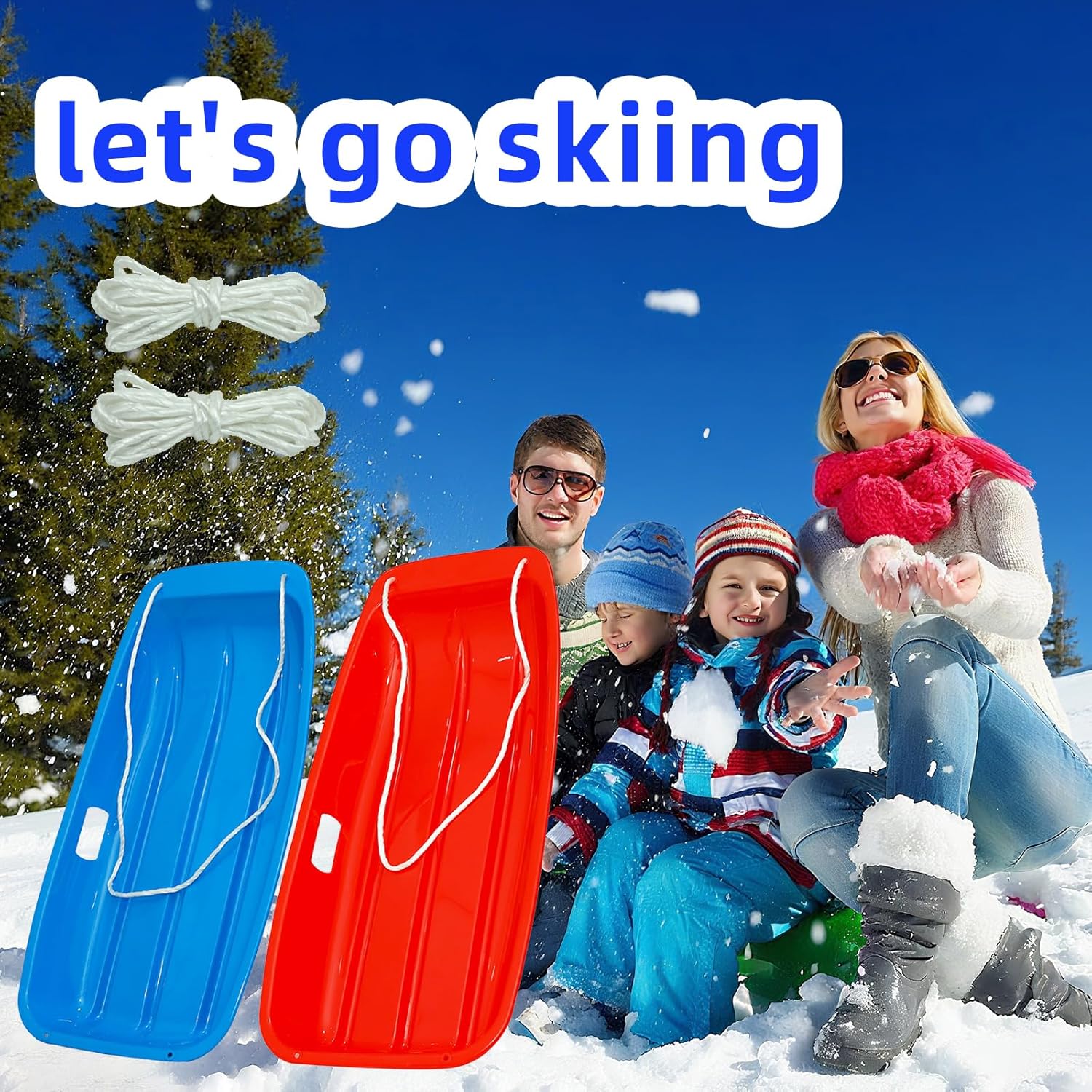 Snow Sled - Durable Lightweight Design for Winter Fun, Easy-to-Steer Sledge with Comfortable Seat, Perfect for Snowy Adventures