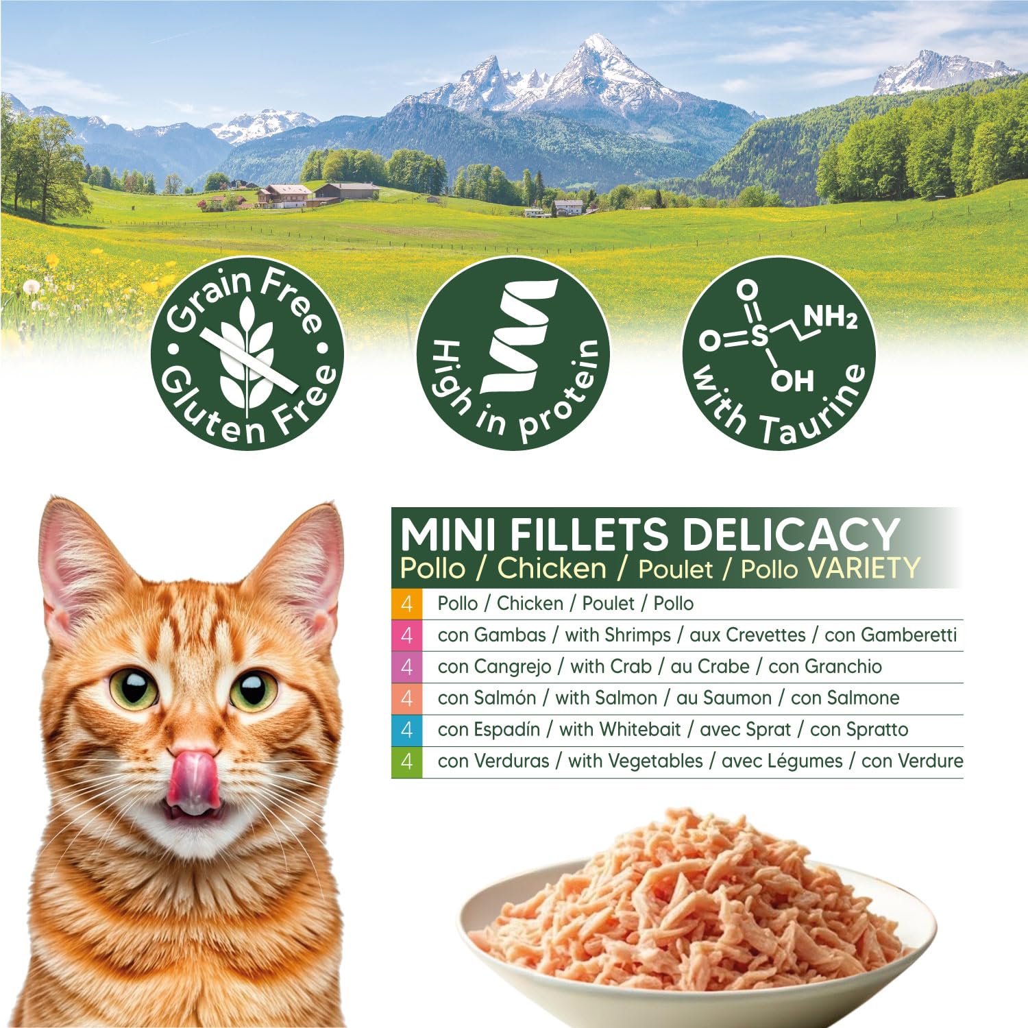 Variety Pack 24 latas de Pollo con 6 Recetas Diferentes - Chicken Mini Fillets 80g