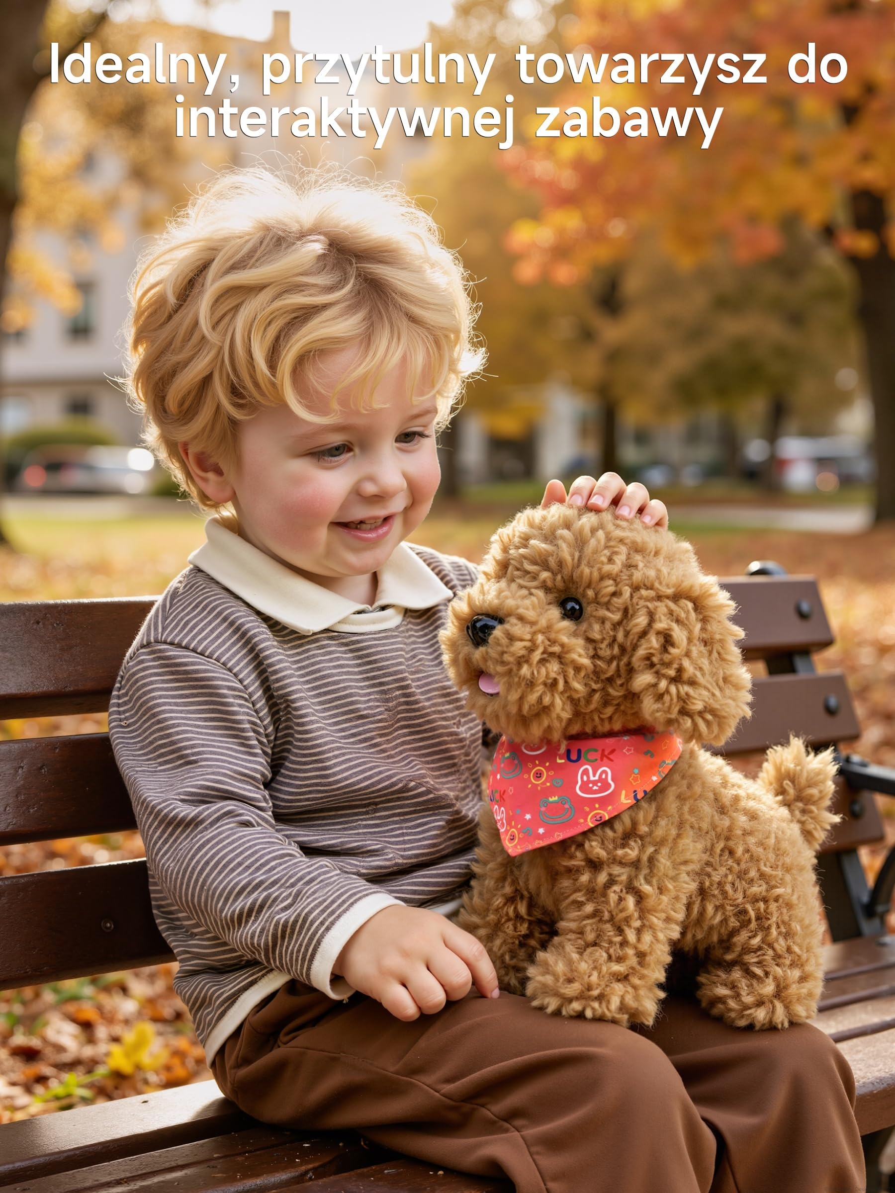 TUMAMA KIDS interaktywna zabawka dla psa dla dzieci, bieganie psa z pilotem zdalnego sterowania, chodzenie i szczekanie smycz, zabawka dla psów dla dzieci w wieku 2, 3, 5, 6 lat, pluszowa zabawka dla