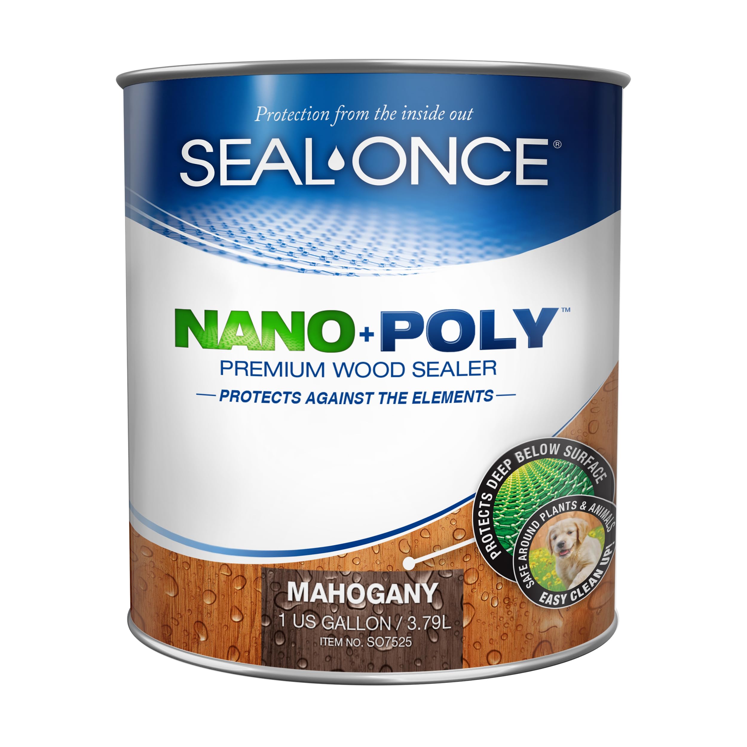 Seal-Once Nano+Poly Wood Sealer and Waterproofer, Mahogany, 1 Gallon