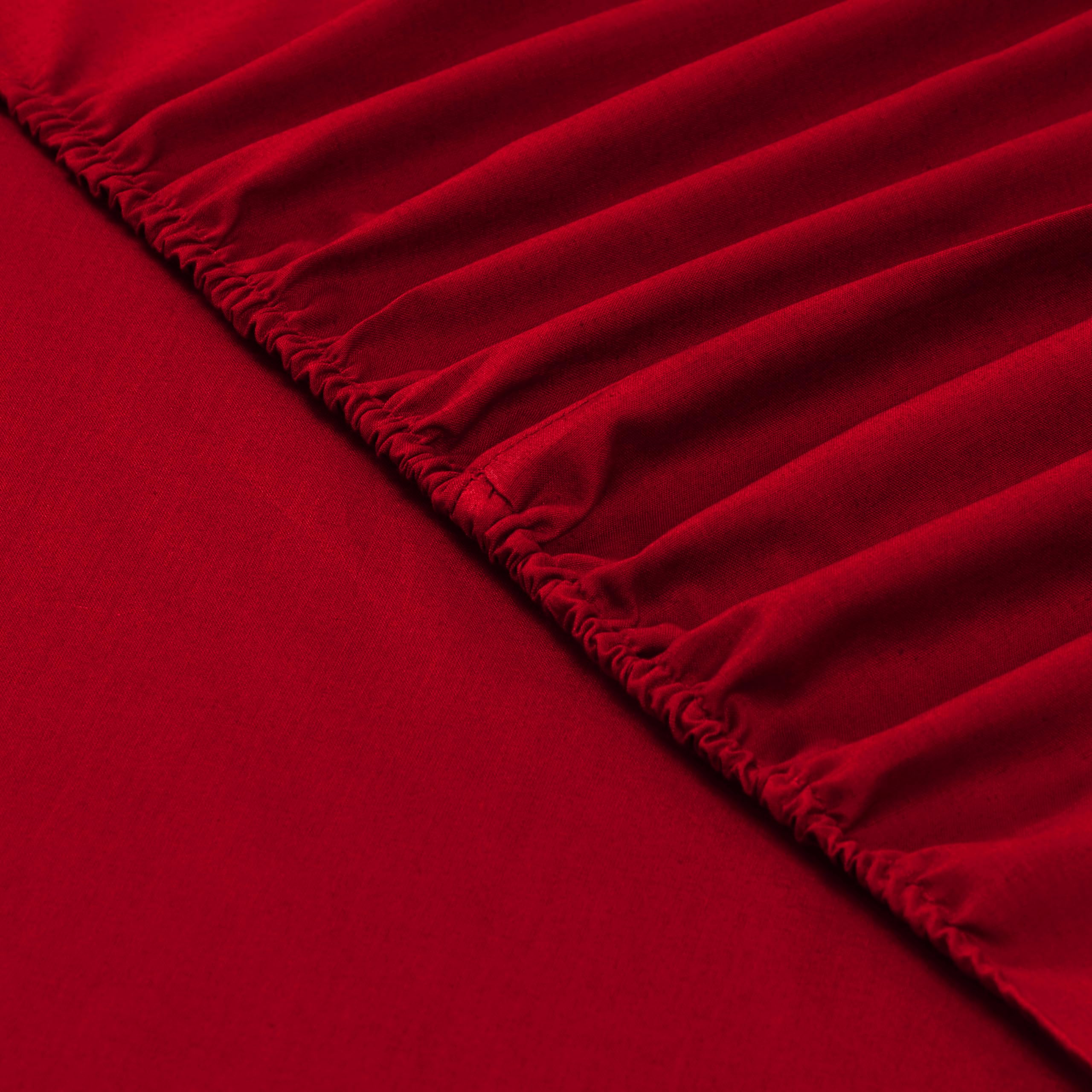 VISION Lenzuolo con angoli matrimoniale, 2 persone, 150 x 200cm con altezza da 30cm, Rosso, 100% Cotone