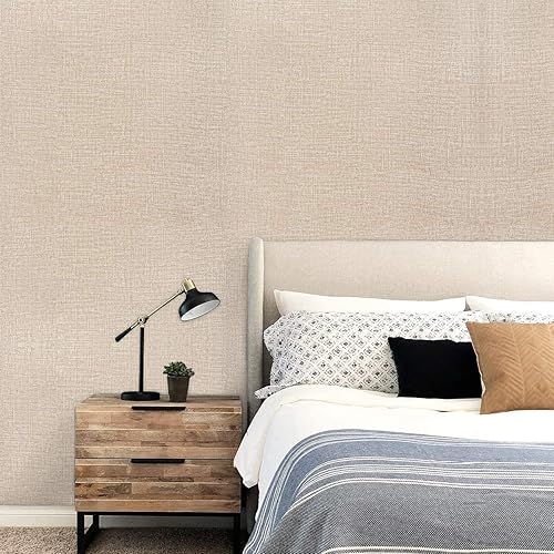 Miniatura 2 de Mecpar Papel de contacto caqui de 177 x 118 pulgadas papel pintado de lino sintético texturizado color caqui neutro extraíble autoadhesivo para
