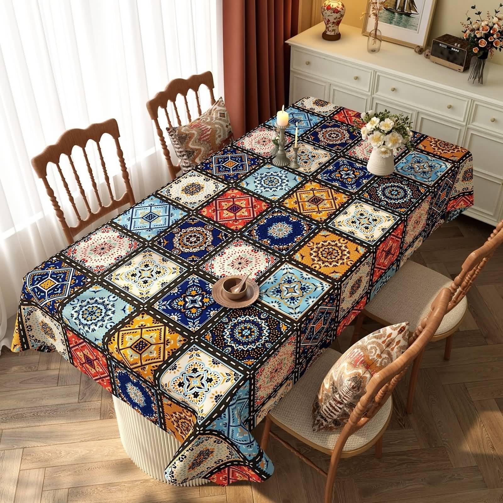 PVC Tischdecke Rechteckig Abwaschbar, Bunt | 140x200CM