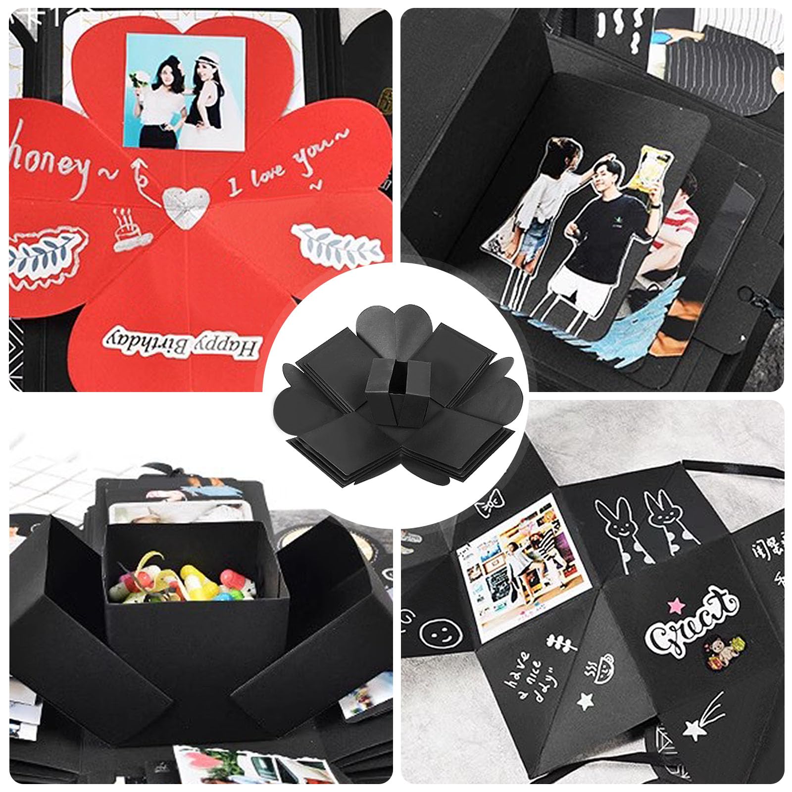 Scatola Sorpresa Esplosione Fai Da Te – Album Fotografico Scrapbooking 5 Strati, In Carta Di Qualità, Per Foto E Messaggi, Regalo Creativo Per Compleanno, Matrimonio, San Valentino - 2
