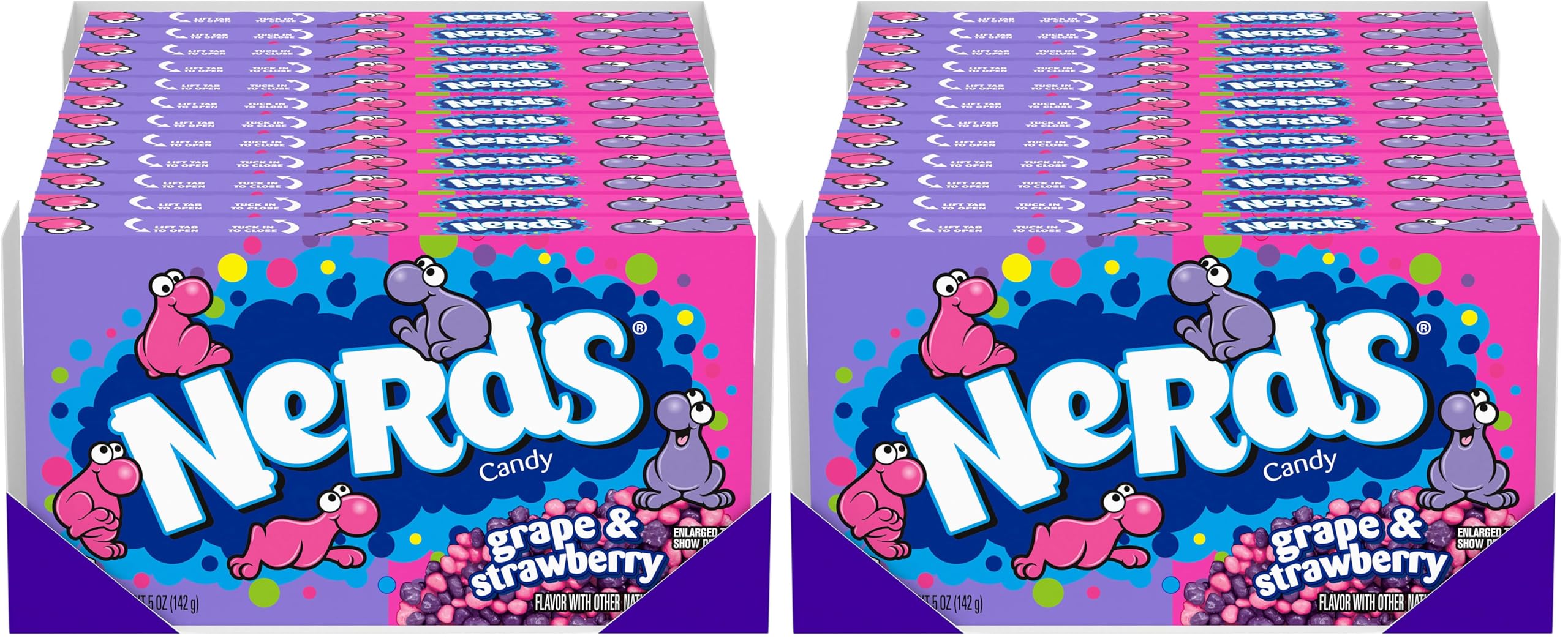 Candy, Grape & Strawberry Flavor, 5 Ounce Movie Theater Candy Boxes (Pack of 24) by Nerds – 5 Ounce (Pack of 24), Pink,Purple, Pack of 24, Model 79200616007