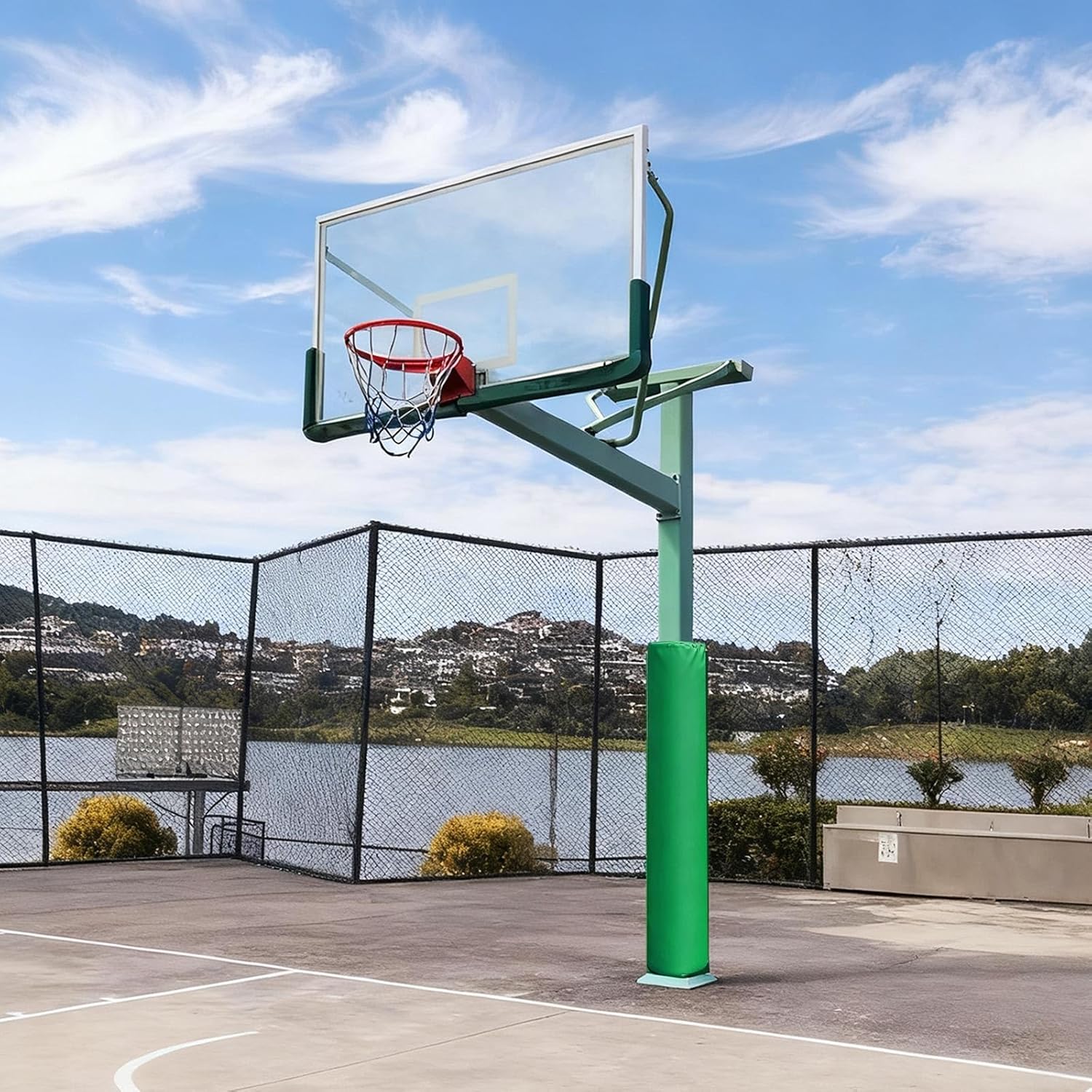 72" Round Basketball Pole Pad Cover – Heavy Duty Waterproof Basketball Pole Padding, Weatherproof Goal Post Protector, School Gym, or Backyard Safety