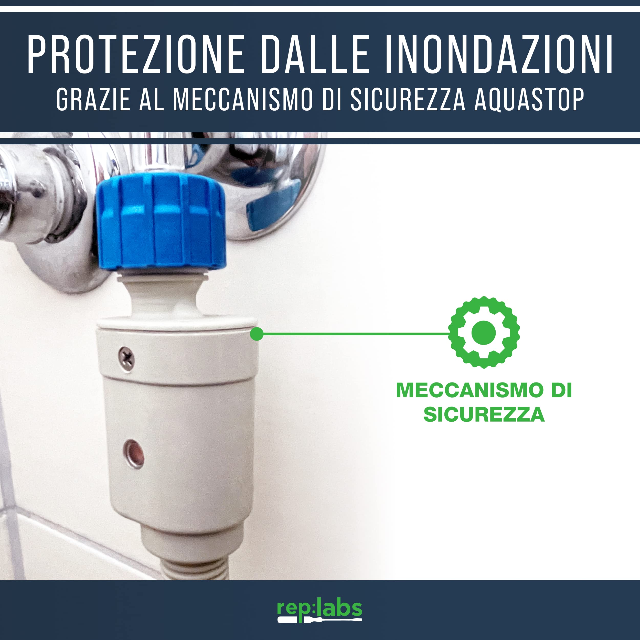 Tubo Di Alimentazione Per Lavatrice/Lavastoviglie 2,5m Con Aquastop - Rep:labs, Attacchi 3/4'' - 4