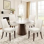 COLAMY Upholstered Dining Chairs Set of 4, Mid Century Modern Kitchen Chairs with Back, Farmhouse Fabric Side Dining Room Chairs with Wood Legs for Dining Room Restaurant, Green