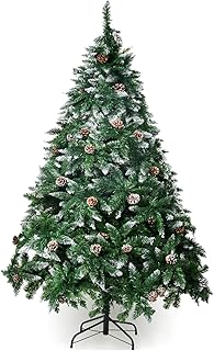 Best Winregh 4,5,6,7.5 Foot Artificial Christmas Tree Snow Flocked Hinged Pine Cone Decoration Unlit(6 Foot) Review 