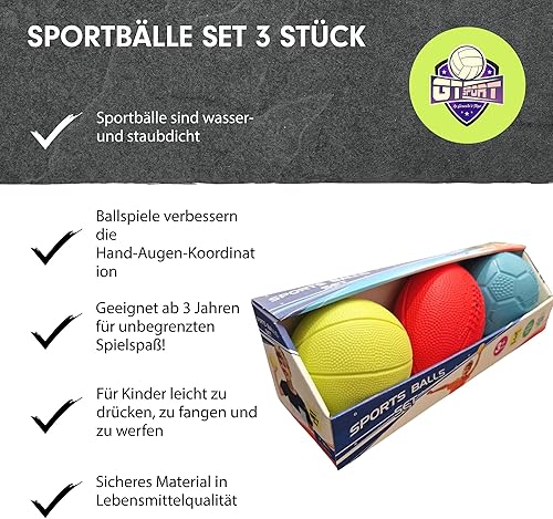 Miniatura 7 de GERARDO'S TOYS Mini Sports Balls - Assorted Toy Ball Set Volleyball, Basketball, Rugby Ball, Football for Beach, Pool or Indoor Use Small Balls for