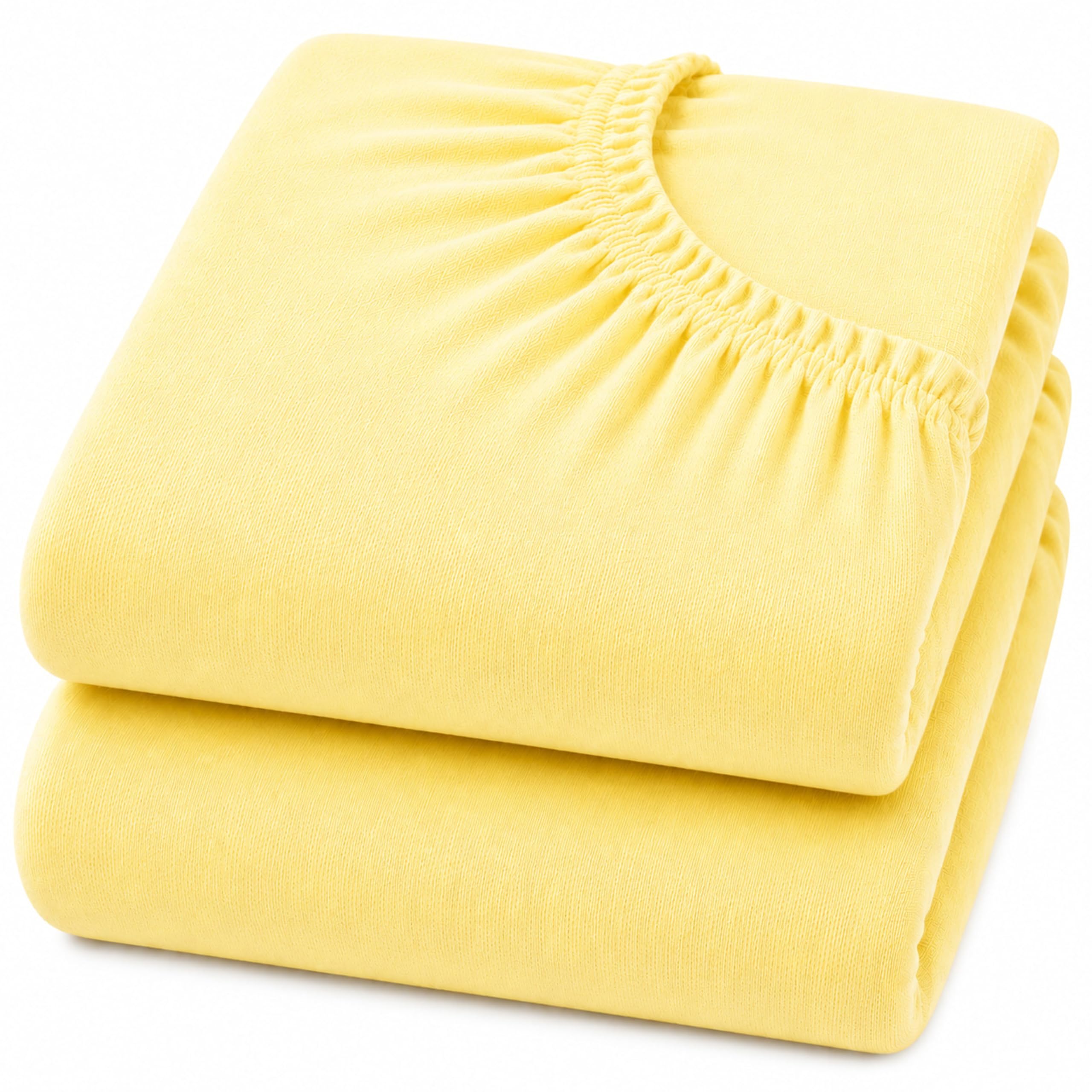 Dudu N Girlie Next to Me Crib Sheets 85x51cm – Yellow, 2 Pack, 100% Jersey Cotton Fitted Bedding for Bedside & Co-Sleeping Cribs